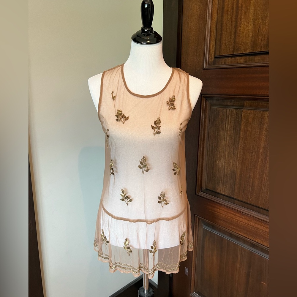 Anthropologie Peace and Pearls overlay top